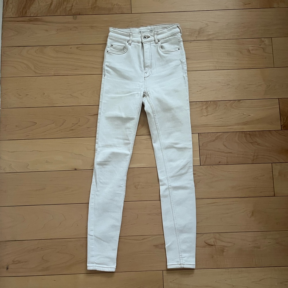 Zara High-rise Stretch White Jeans
